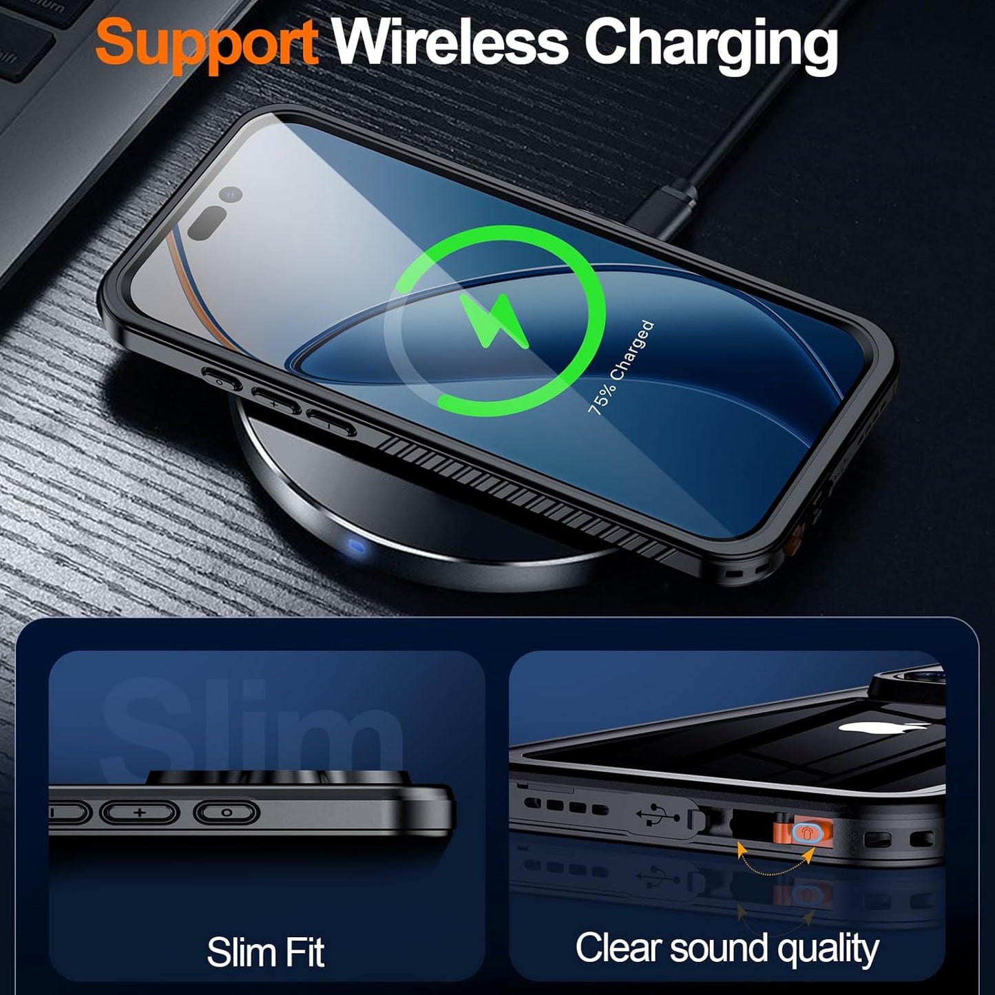 OAKTREE iPhone 17 6.3" Shockproof Waterproof Full-Body Rugged Case - Black/Clear