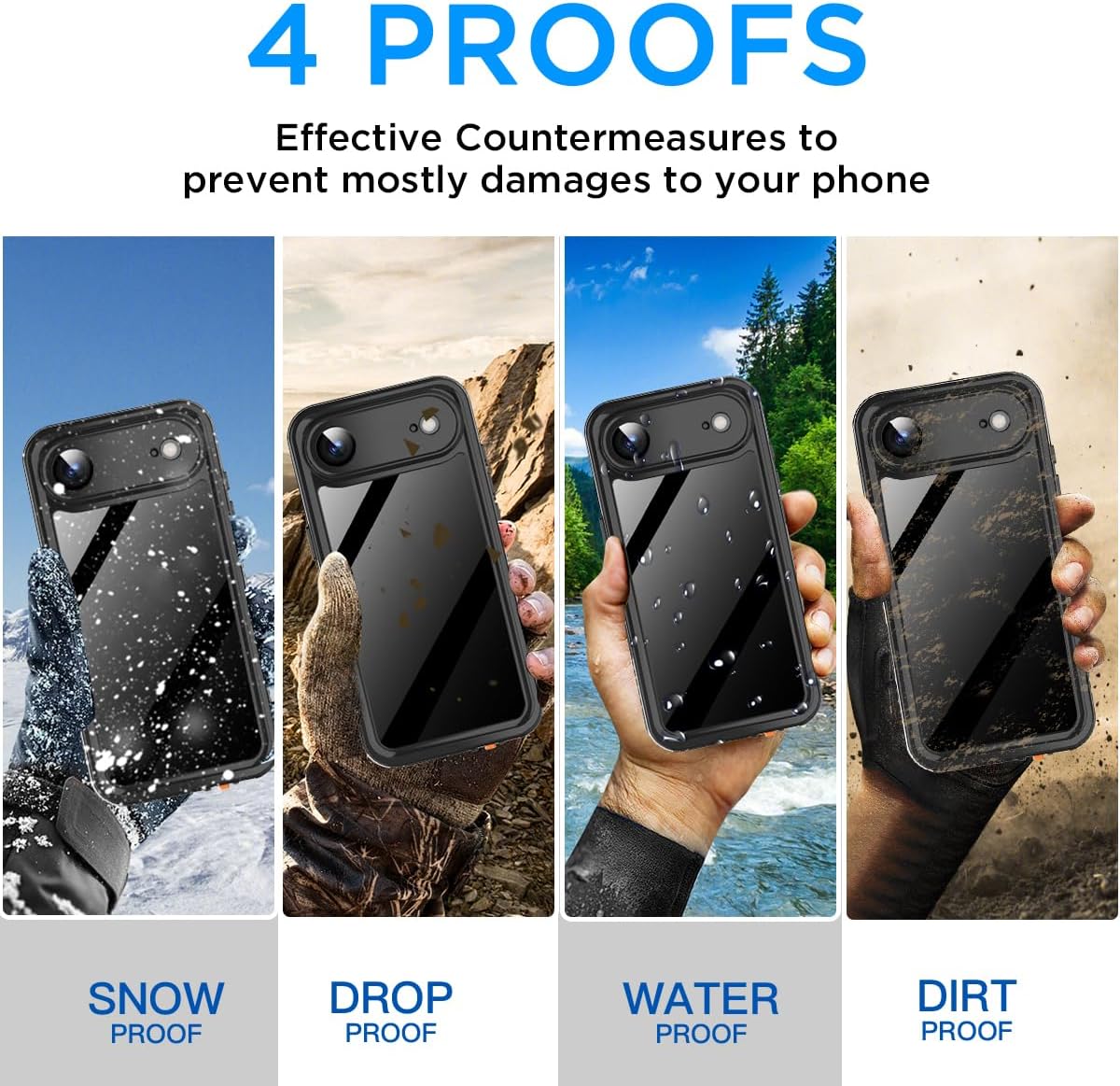 OAKTREE iPhone 17 Air Shockproof Waterproof Full-Body Rugged Case - Black/Clear