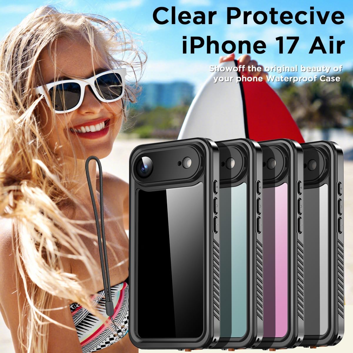 OAKTREE iPhone 17 Air Shockproof Waterproof Full-Body Rugged Case - Black/Clear