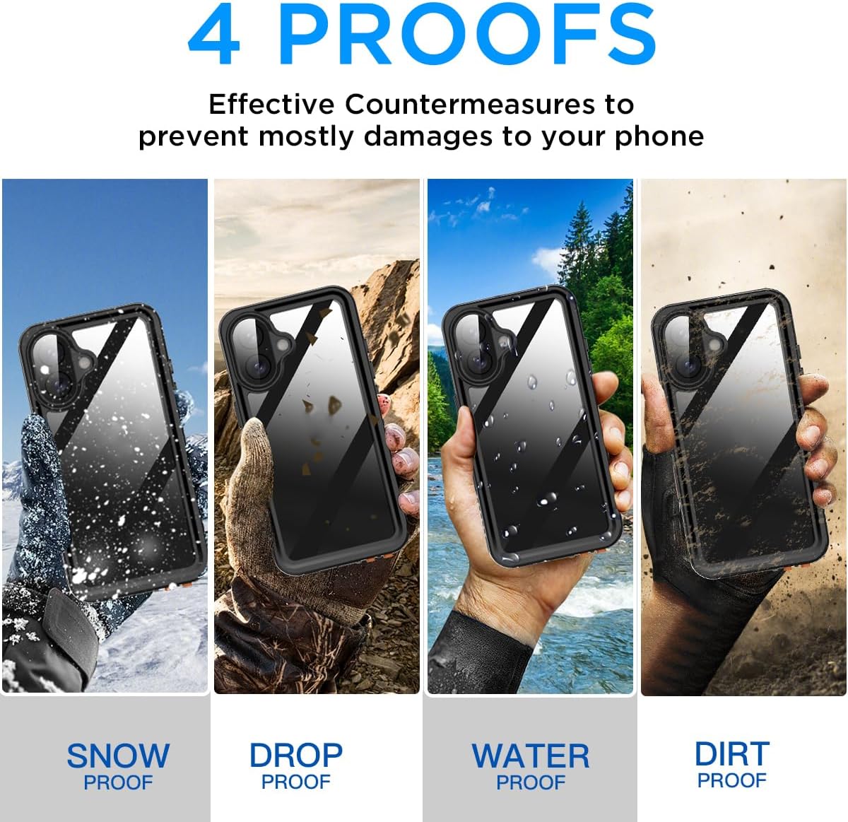 OAKTREE iPhone 17 6.3" Shockproof Waterproof Full-Body Rugged Case - Black/Clear
