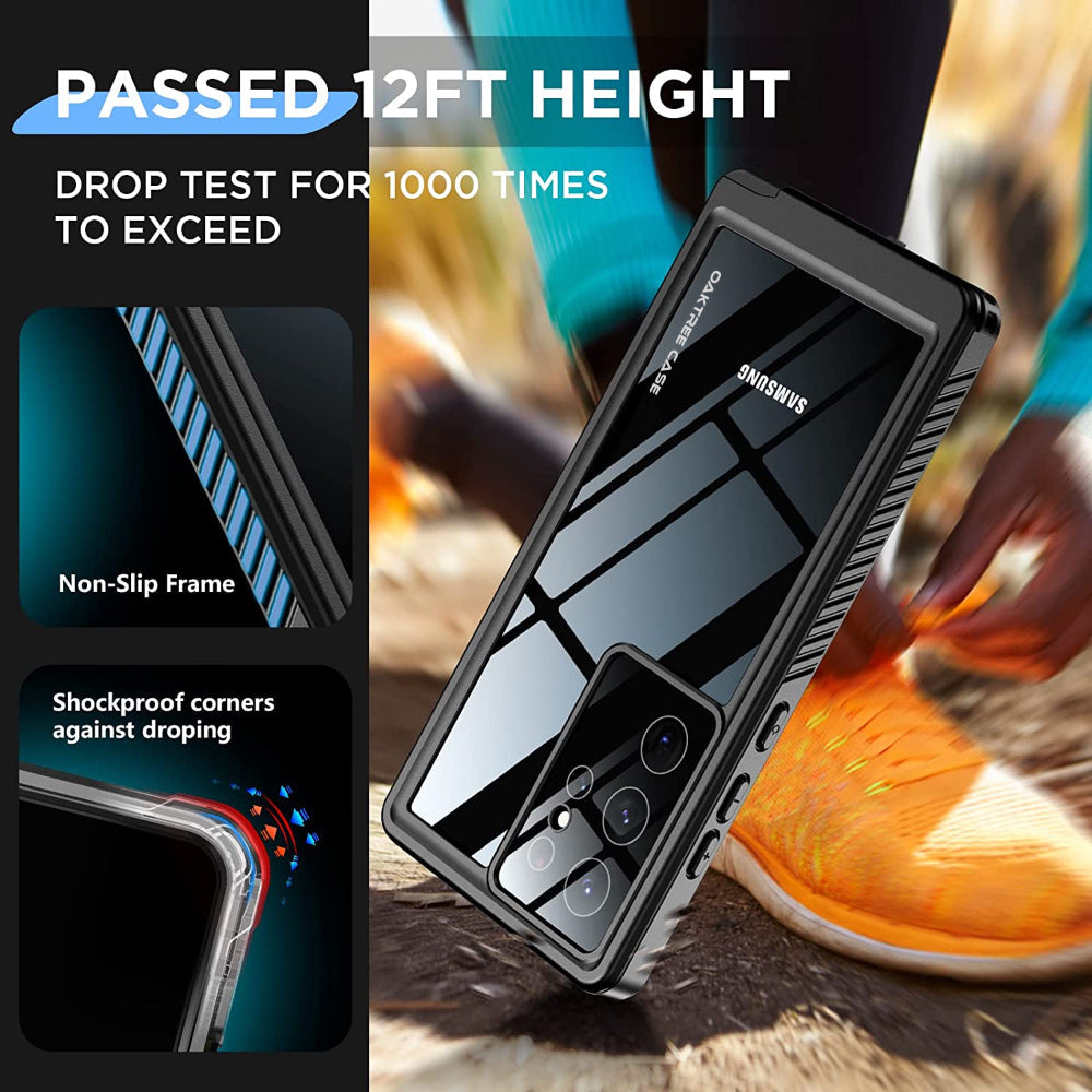 OAKTREE Samsung Galaxy S24 Ultra 6.8 inch Shockproof Waterproof Full-Body Rugged Case - Black/Clear