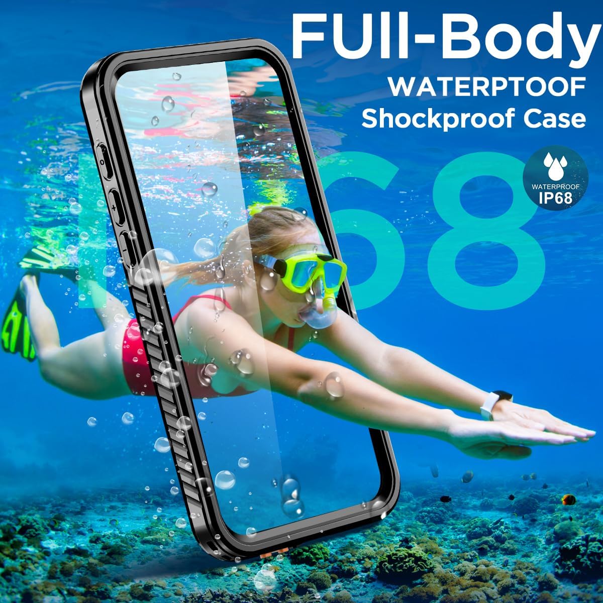 OAKTREE iPhone 17 6.3" Shockproof Waterproof Full-Body Rugged Case - Black/Clear