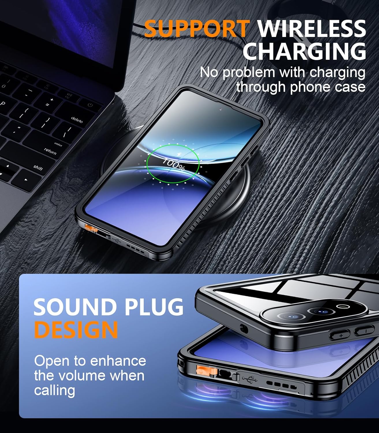 OAKTREE Samsung Galaxy S25 Edge 6.7 inch Shockproof Waterproof Full-Body Rugged Case - Black/Clear