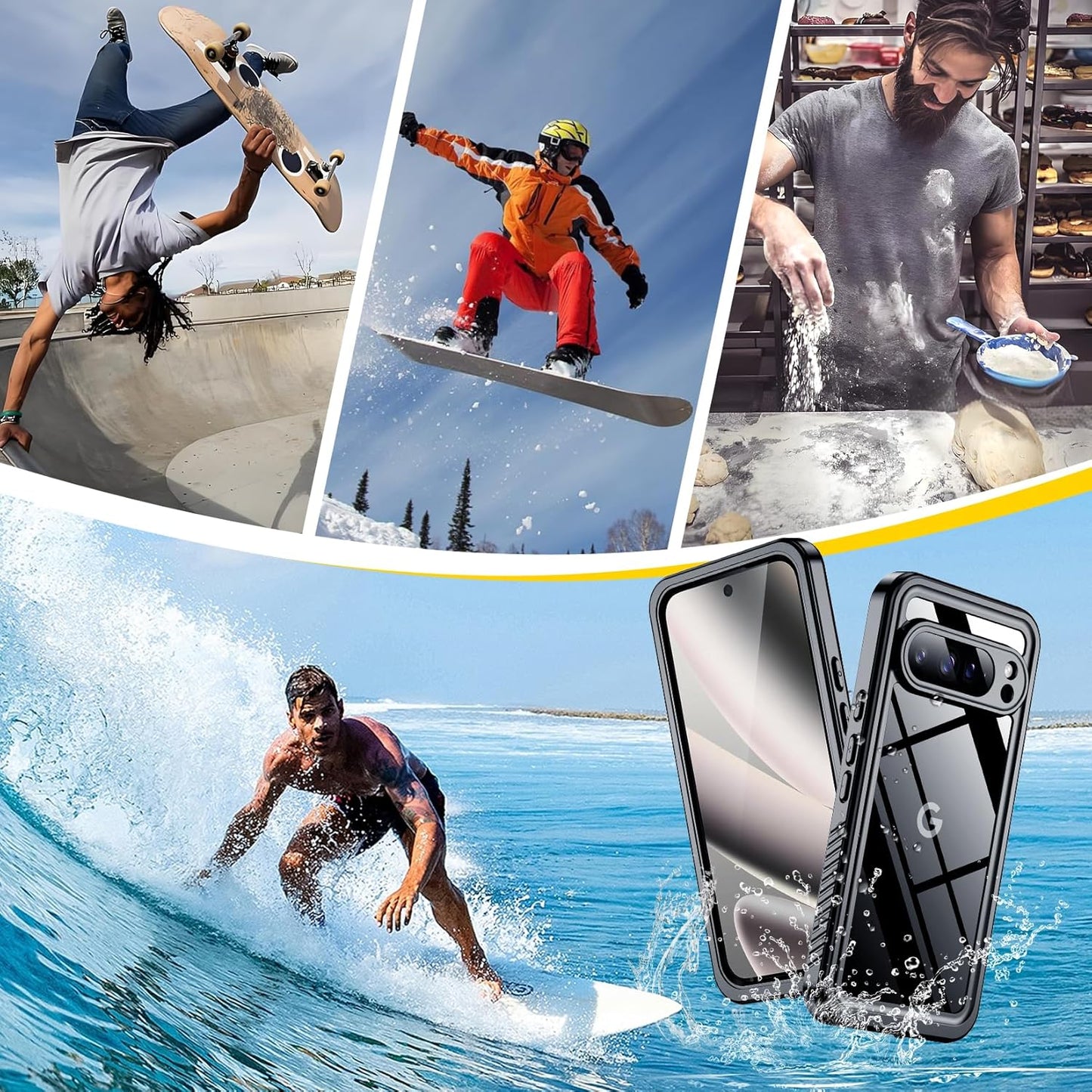 OAKTREE Google Pixel 10 Pro XL Drop-Proof Waterproof Full-Body Case with Built-in Screen - Black