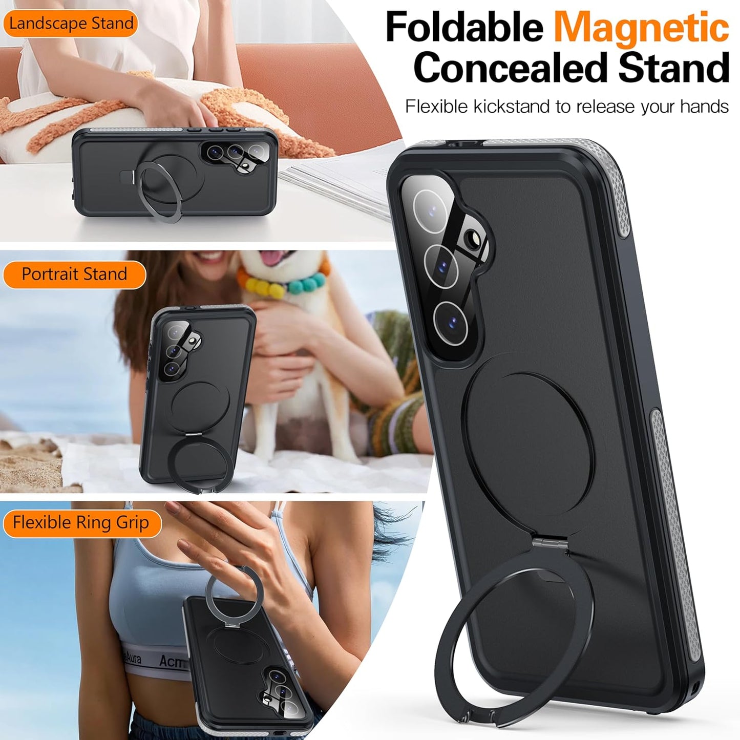 OAKTREE Waterproof Full-Body MagSafe Kickstand Case For Samsung Galaxy S25/S25+/S25 Ultra