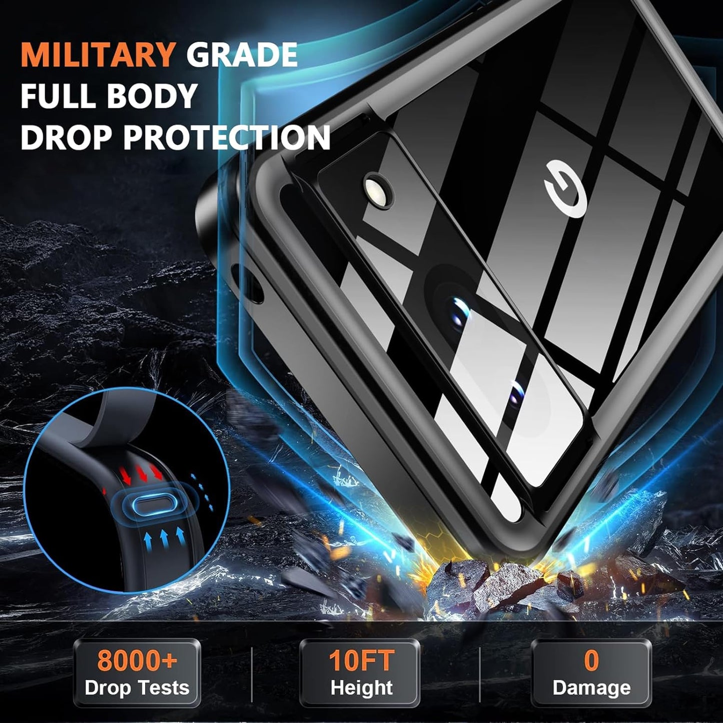 OAKTREE Google Pixel 8 / 8 Pro / 8A Shockproof Waterproof Full-Body Rugged Case - Black - OAKTREE CASE