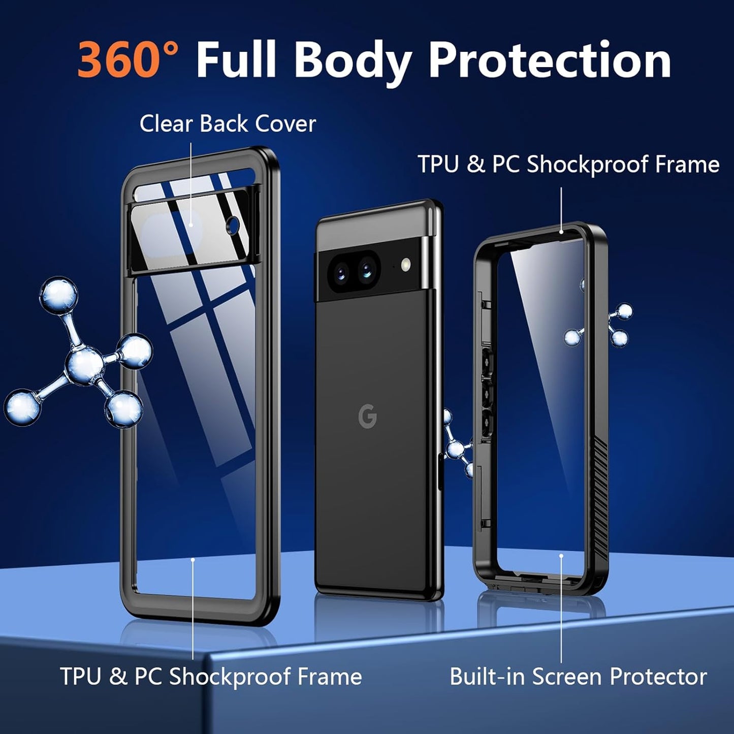 OAKTREE Google Pixel 8 / 8 Pro / 8A Shockproof Waterproof Full-Body Rugged Case - Black - OAKTREE CASE