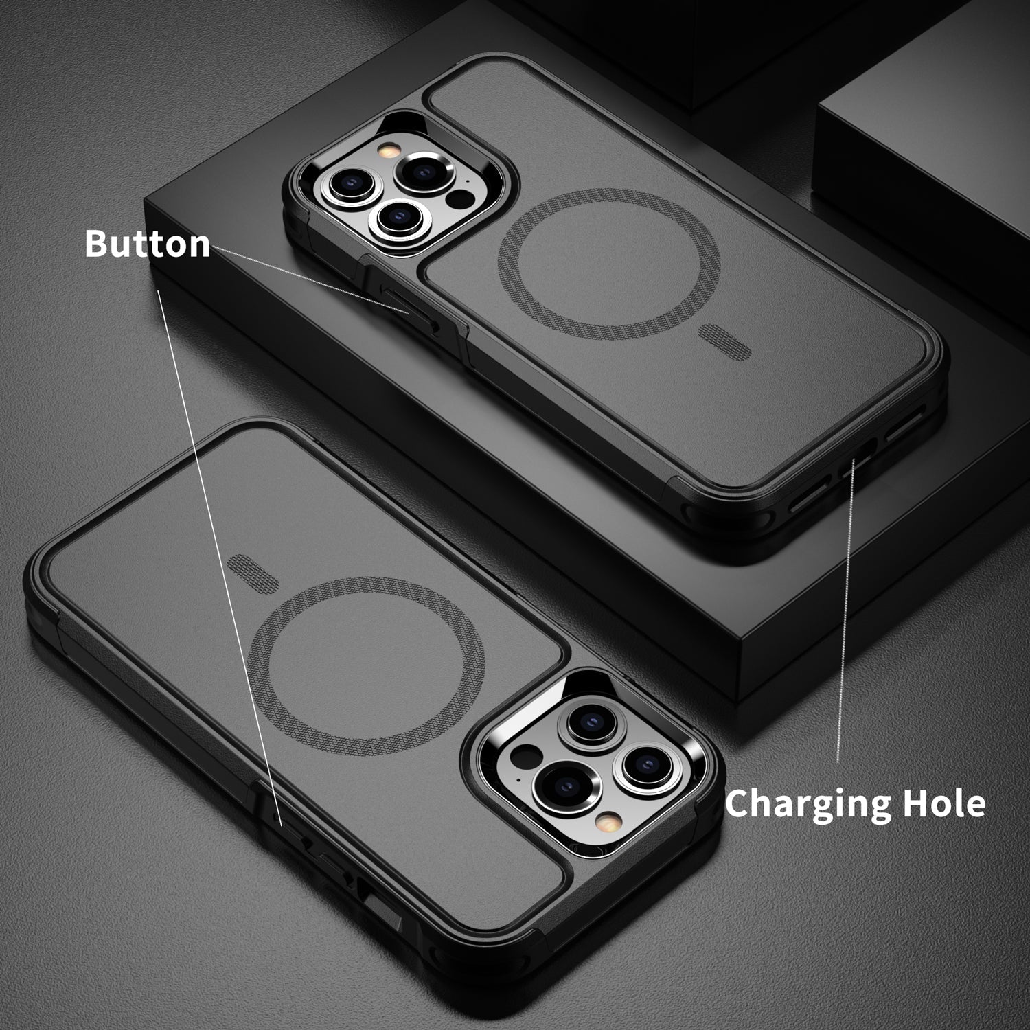 OAKTREE iPhone 12 / 12 Pro MagSafe Shockproof Drop-Proof Rugged Case - Black - OAKTREE CASE