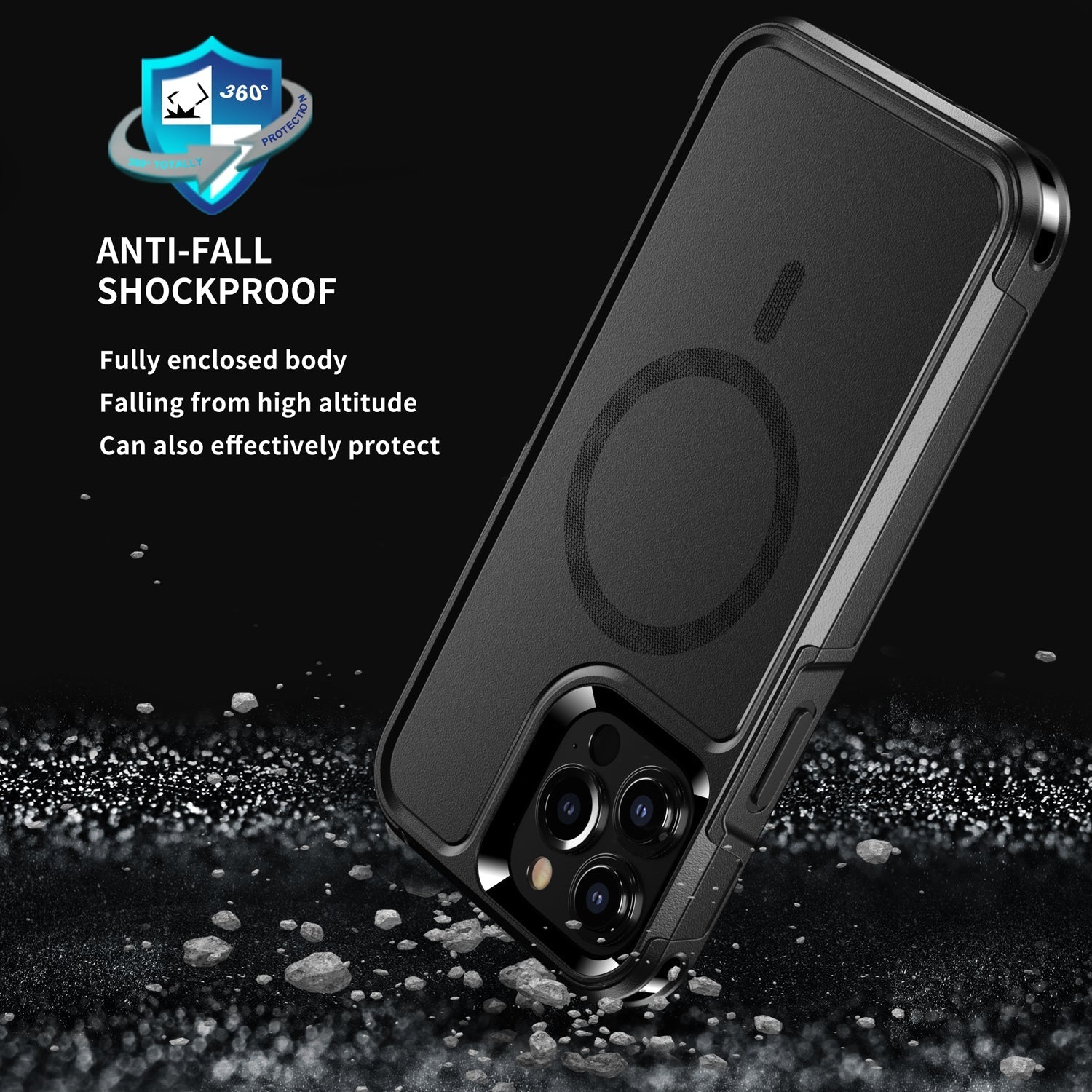 OAKTREE iPhone 12 Pro Max MagSafe Shockproof Drop-Proof Rugged Magnetic Case - Black - OAKTREE CASE