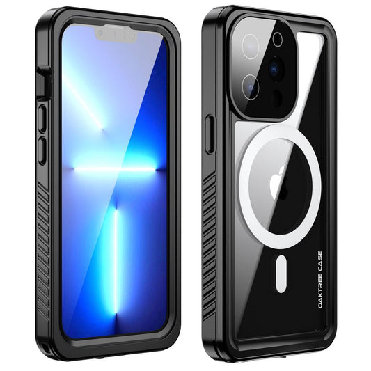OAKTREE iPhone 13 6.1" MagSafe Waterproof Shockproof Full-Body Rugged Magnetic Case - Black/Clear - OAKTREE CASE