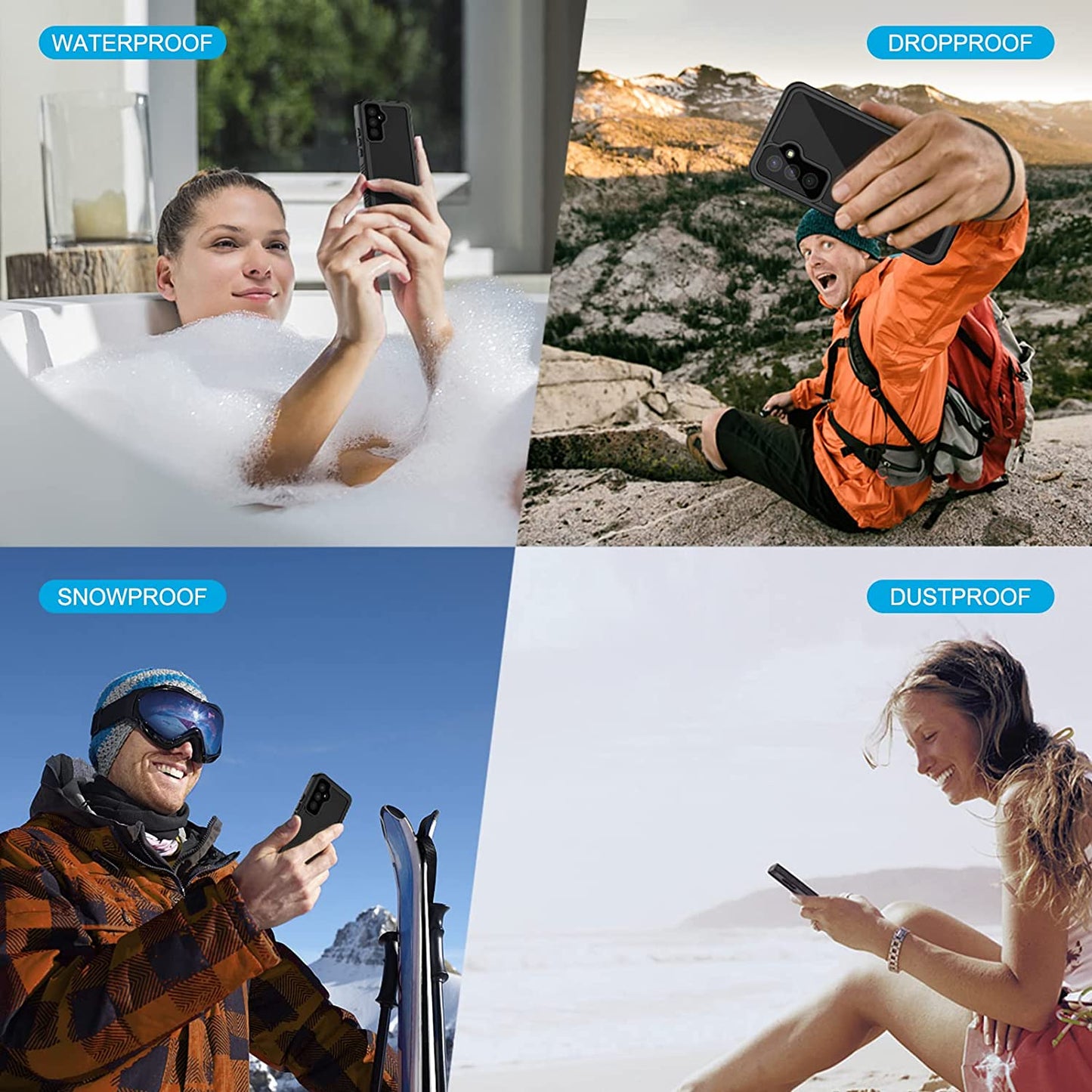 Oaktree Samsung Galaxy A54 5G Waterproof Full-Body Rugged Case - Black / Clear - OAKTREE CASE