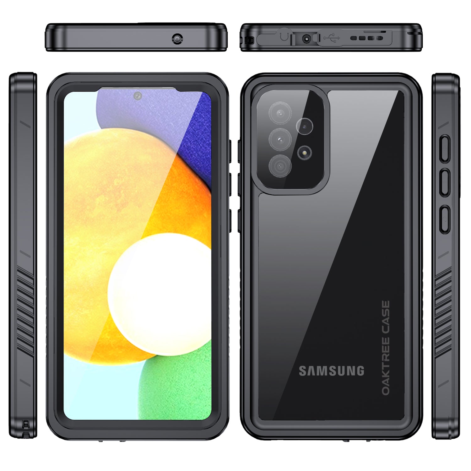 Oaktree Samsung Galaxy A72 4G/5G Waterproof Full-Body Rugged Case - Black / Clear - OAKTREE CASE