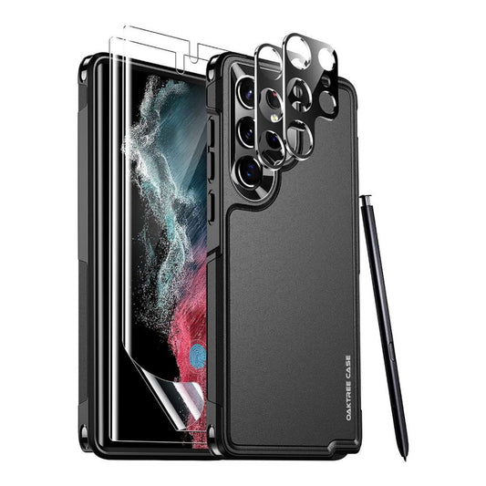 Oaktree Samsung Galaxy S23 Ultra Tough Rugged Full-Body Protection Case with Soft Screen Protector + Camera Lens Protector - OAKTREE CASE