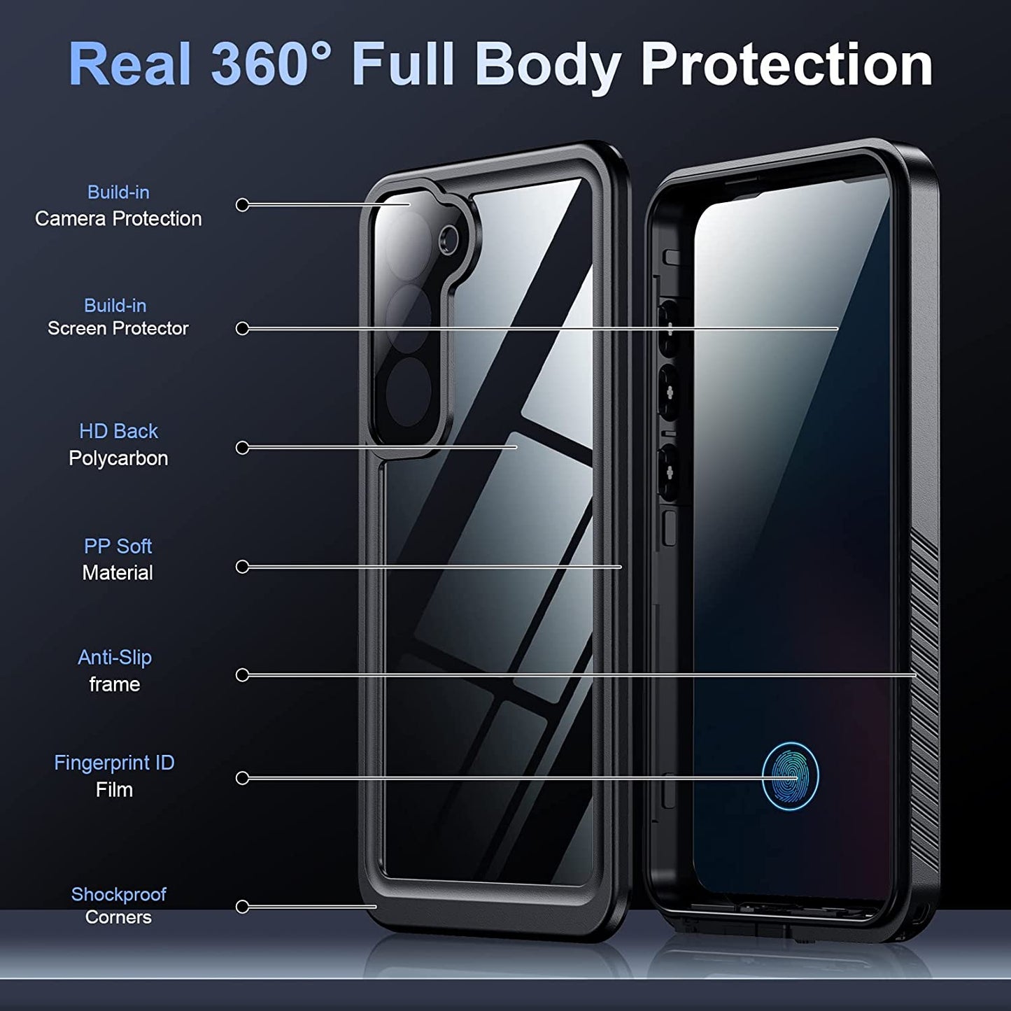 OAKTREE Samsung Galaxy S24+ Plus 6.7 inch Shockproof Waterproof Rugged Case - Black/Clear - OAKTREE CASE
