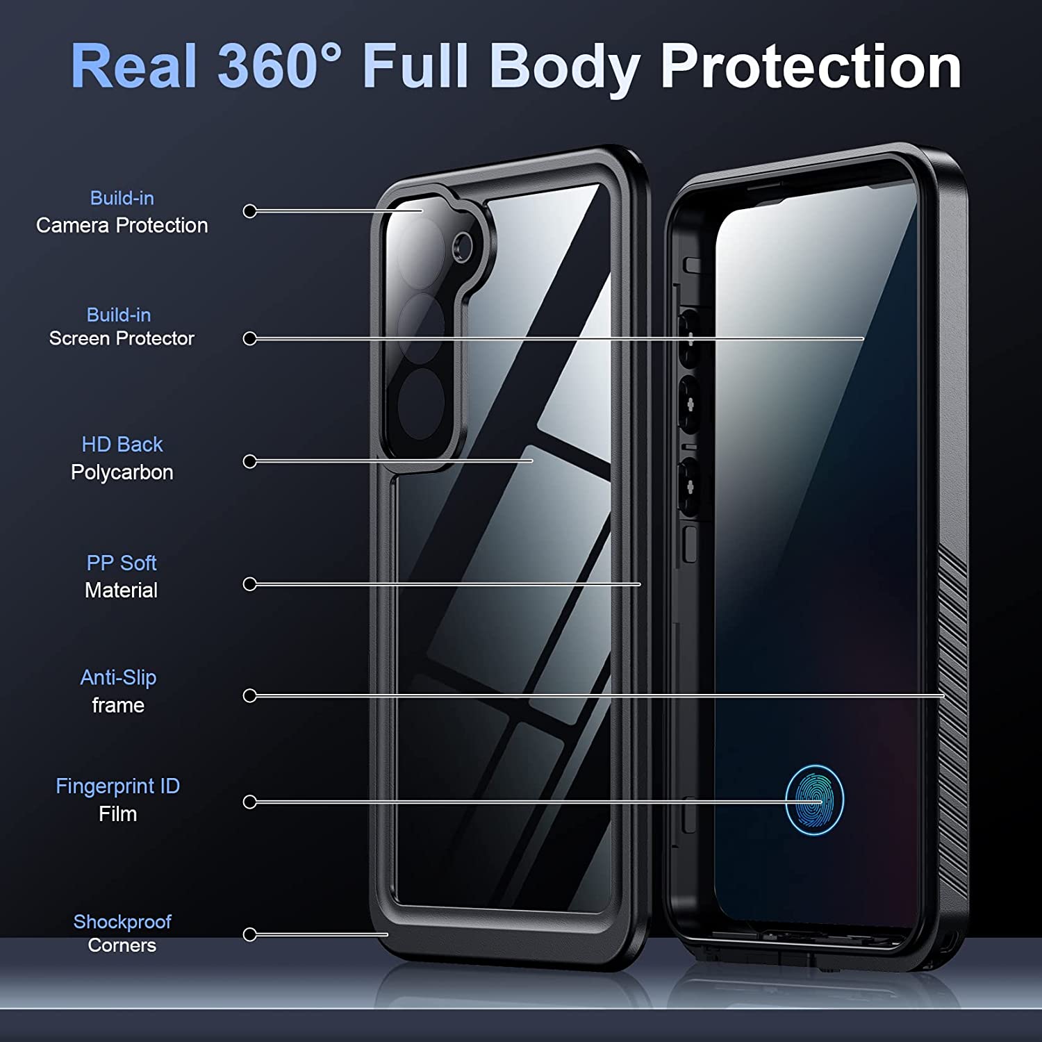 OAKTREE Samsung Galaxy S24+ Plus 6.7 inch Shockproof Waterproof Rugged Case - Black/Clear - OAKTREE CASE