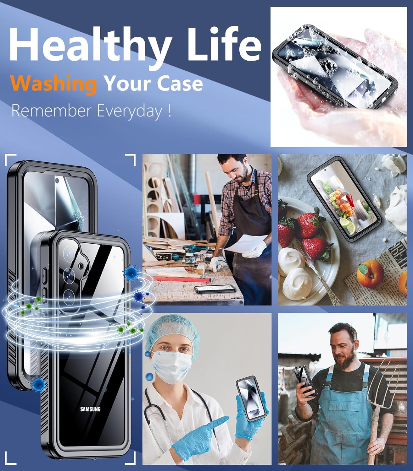 OAKTREE Samsung Galaxy S24+ Plus 6.7 inch Shockproof Waterproof Rugged Case - Black/Clear - OAKTREE CASE