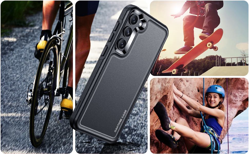 Oaktree Samsung Galaxy S24 Tough Rugged Full-Body Protection Case with Glass Screen Protector + Camera Lens Protector - OAKTREE CASE