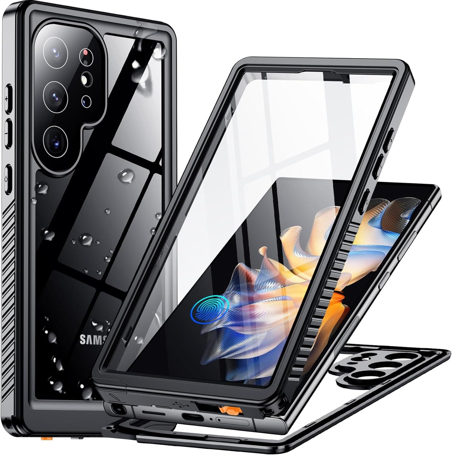 OAKTREE Samsung Galaxy S24 Ultra 6.8 inch Shockproof Waterproof Full-Body Rugged Case - Black/Clear - OAKTREE CASE