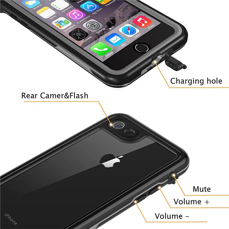 Oaktree Shockproof WaterProof Rugged Case for iPhone SE (22/20)/ 7/8 - Black /Clear - OAKTREE CASE