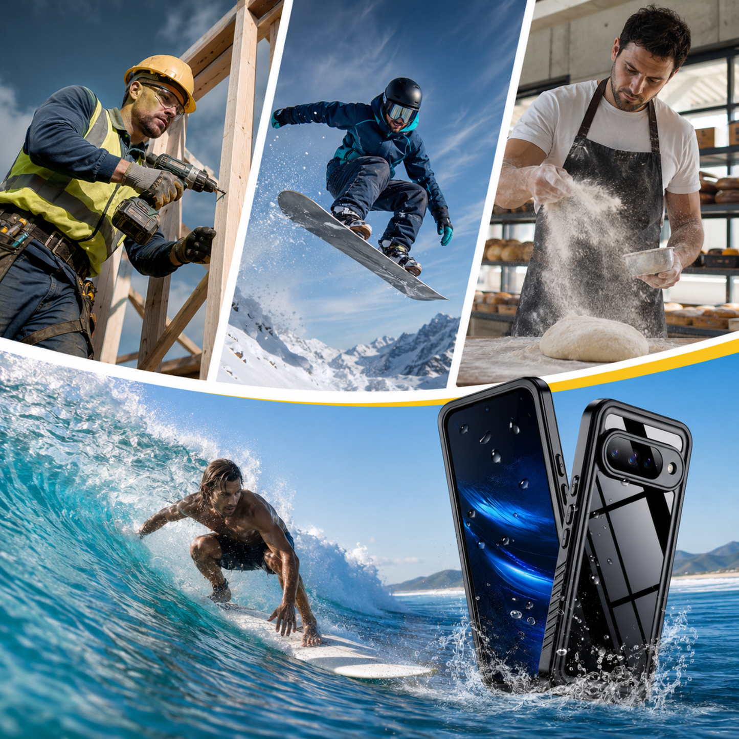 OAKTREE Google Pixel 11 Drop-Proof Waterproof Full-Body Case with Built-in Screen - Black