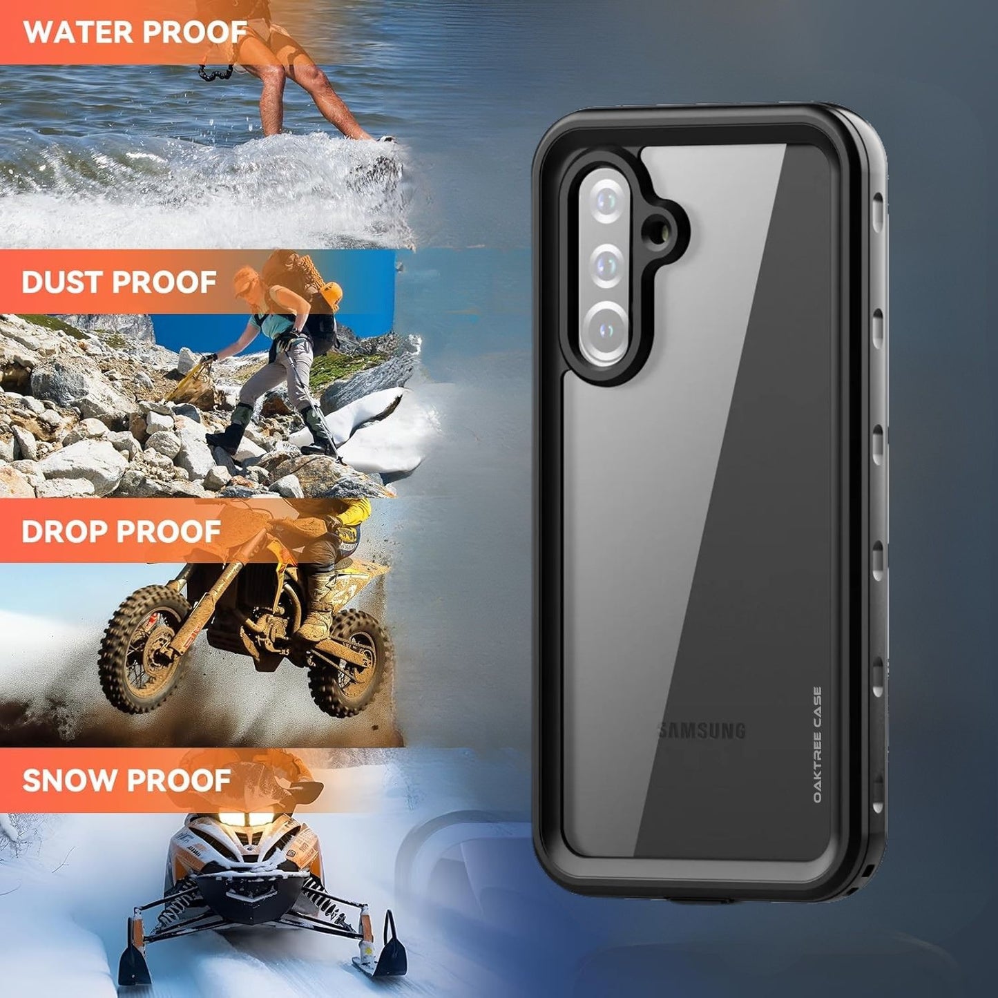 OAKTREE Samsung Galaxy A56 5G Waterproof Full-Body Rugged Case - Black / Clear
