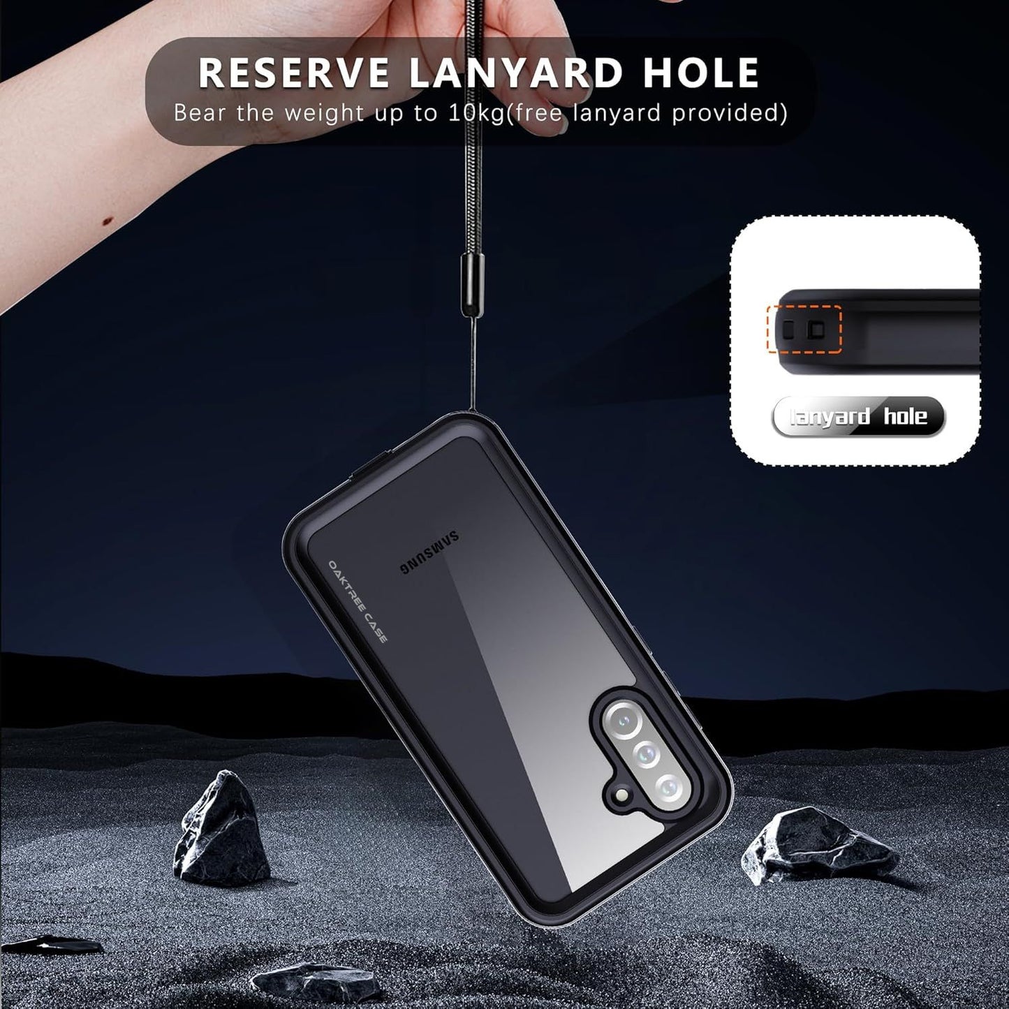 OAKTREE Samsung Galaxy A56 5G Waterproof Full-Body Rugged Case - Black / Clear