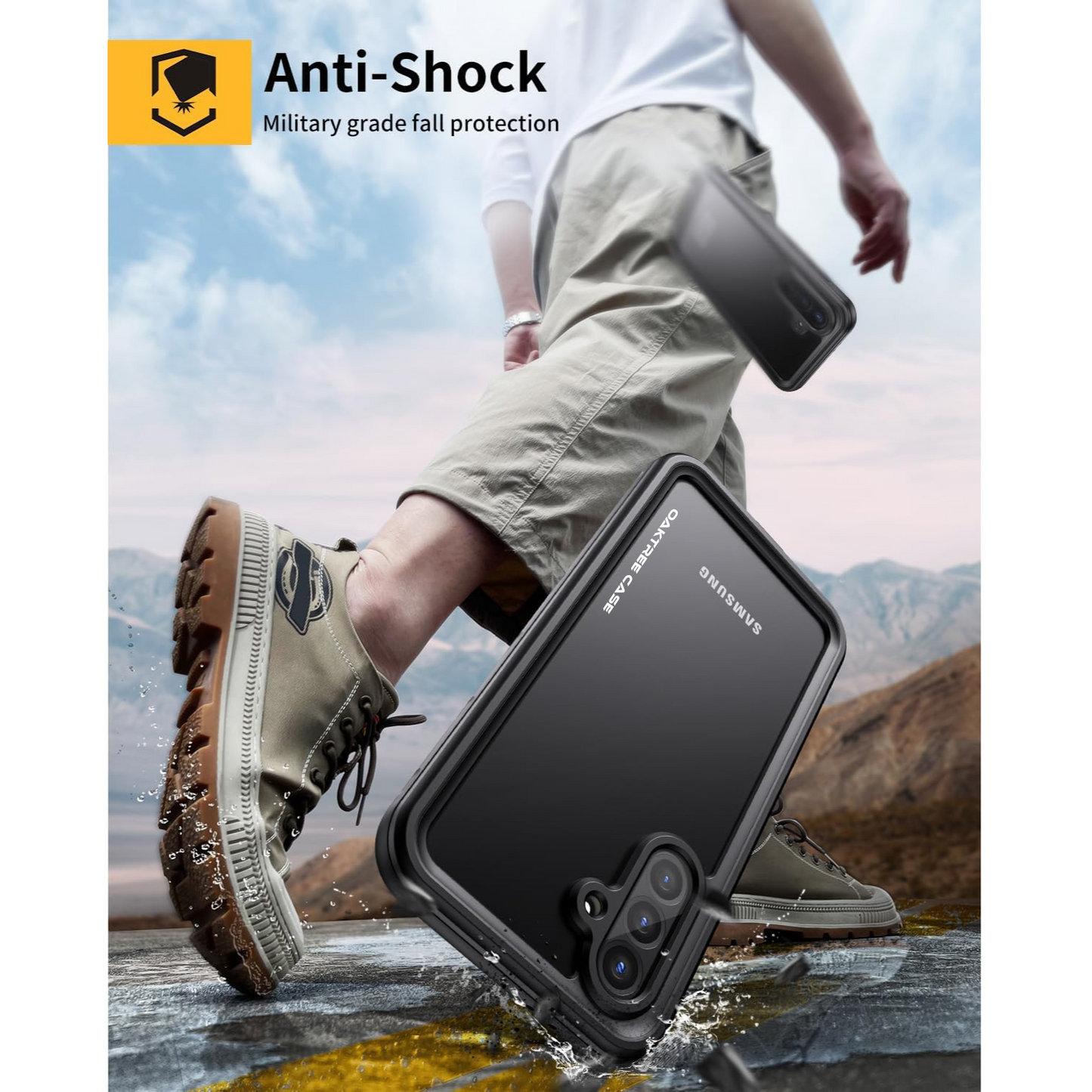 OAKTREE Samsung Galaxy A56 5G Waterproof Full-Body Rugged Case - Black / Clear