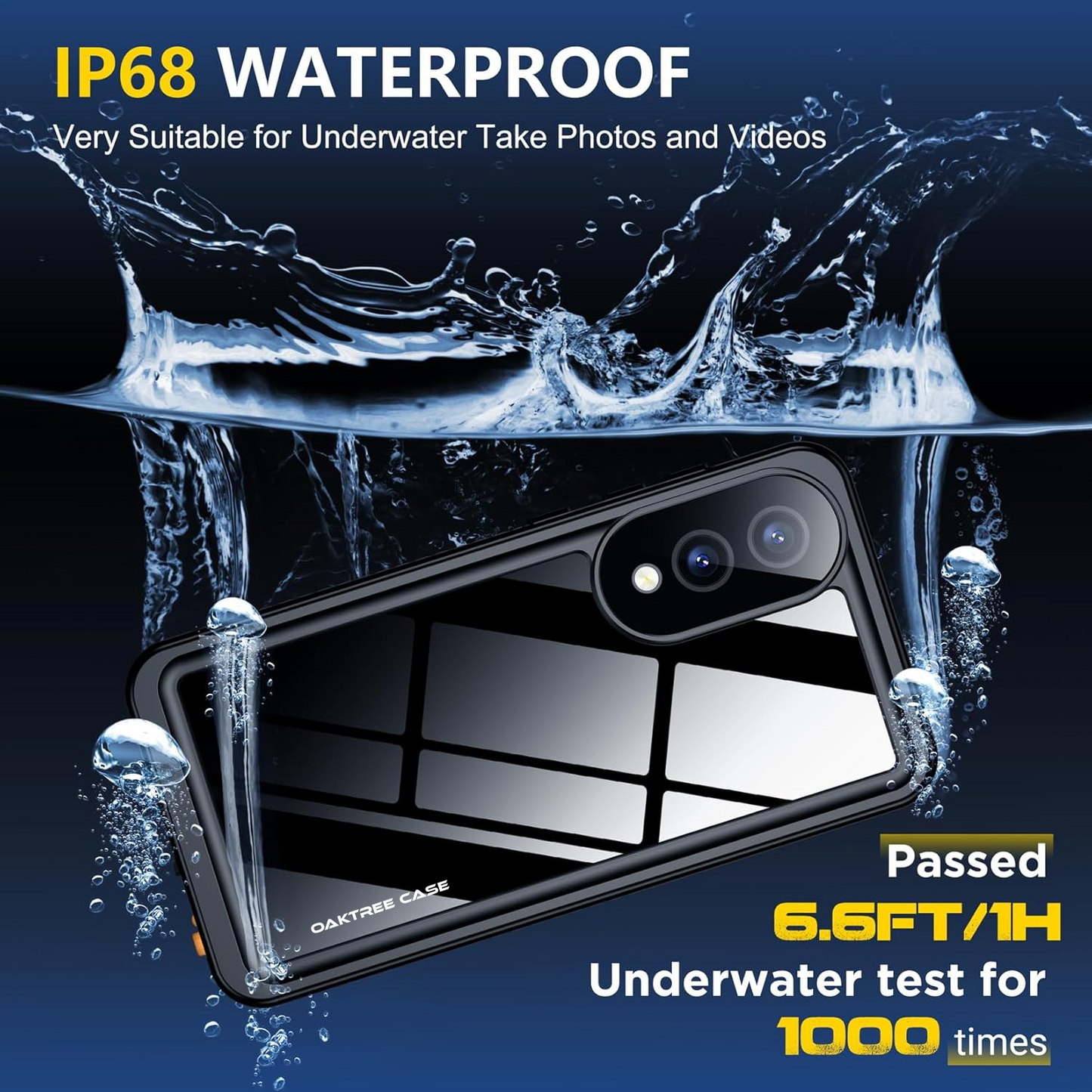 OAKTREE Samsung Galaxy S25 Edge 6.7 inch Shockproof Waterproof Full-Body Rugged Case - Black/Clear