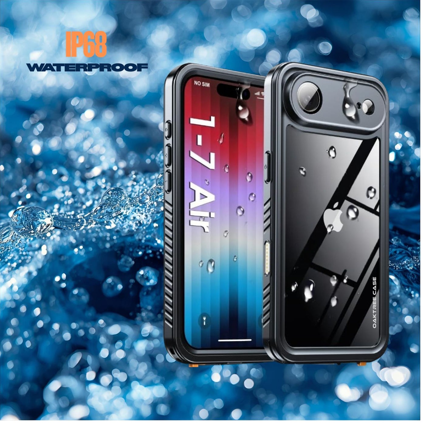 OAKTREE iPhone 17 Air Shockproof Waterproof Full-Body Rugged Case - Black/Clear