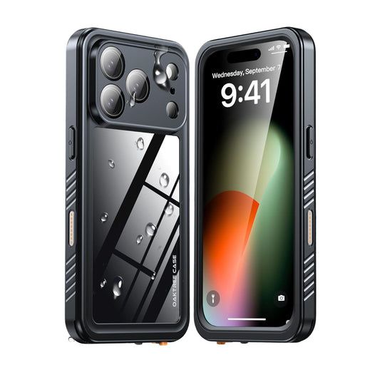 OAKTREE iPhone 17 Pro 6.3" Shockproof Waterproof Full-Body Rugged Case - Black / Clear