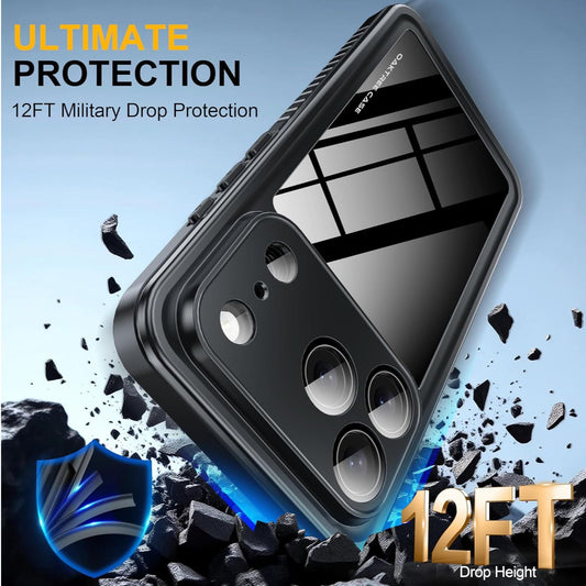 OAKTREE iPhone 17 Pro 6.3" Shockproof Waterproof Full-Body Rugged Case - Black / Clear