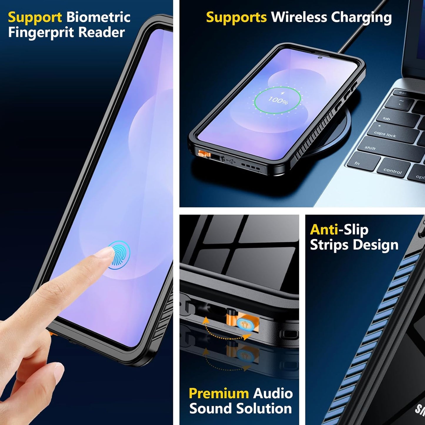 OAKTREE Samsung Galaxy S25 Edge 6.7 inch Shockproof Waterproof Full-Body Rugged Case - Black/Clear