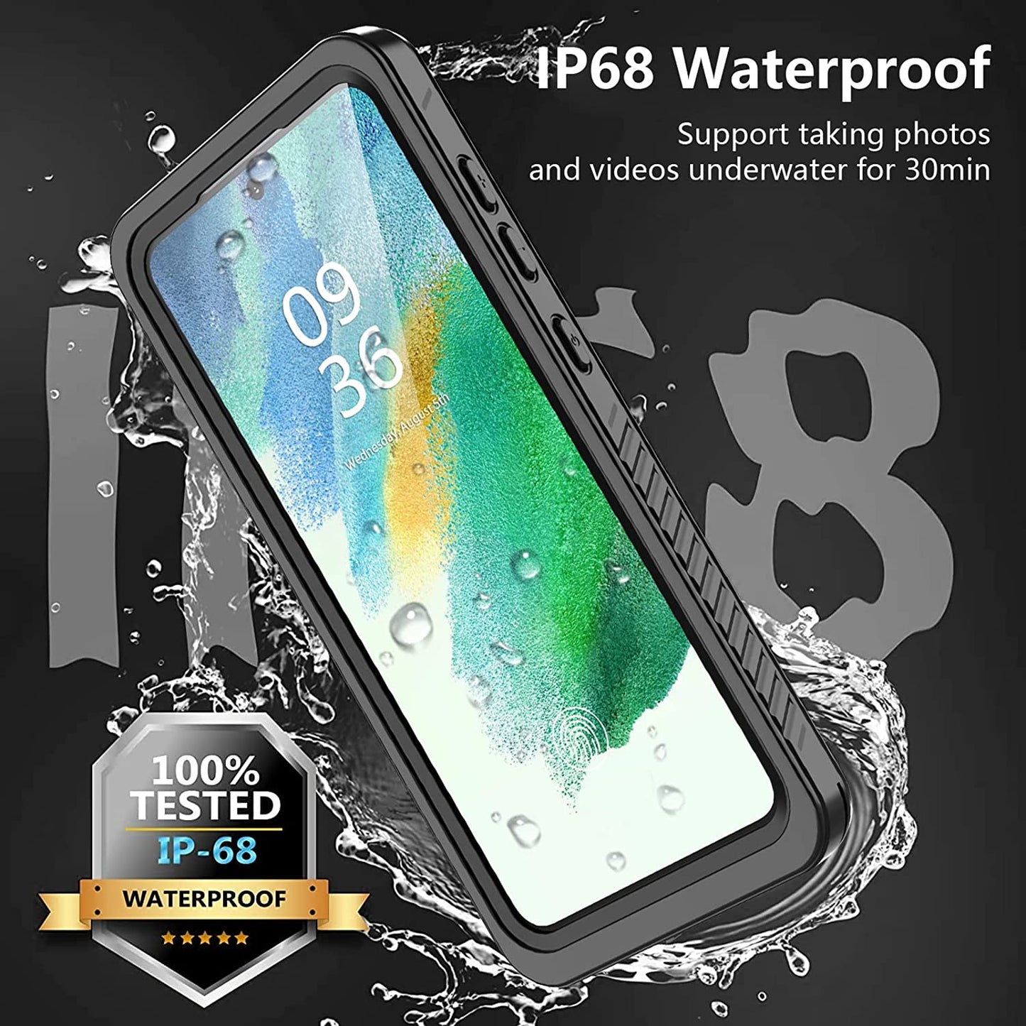 OAKTREE Samsung Galaxy S23 FE / S21 FE Waterproof Full-Body Rugged Case - Black / Clear