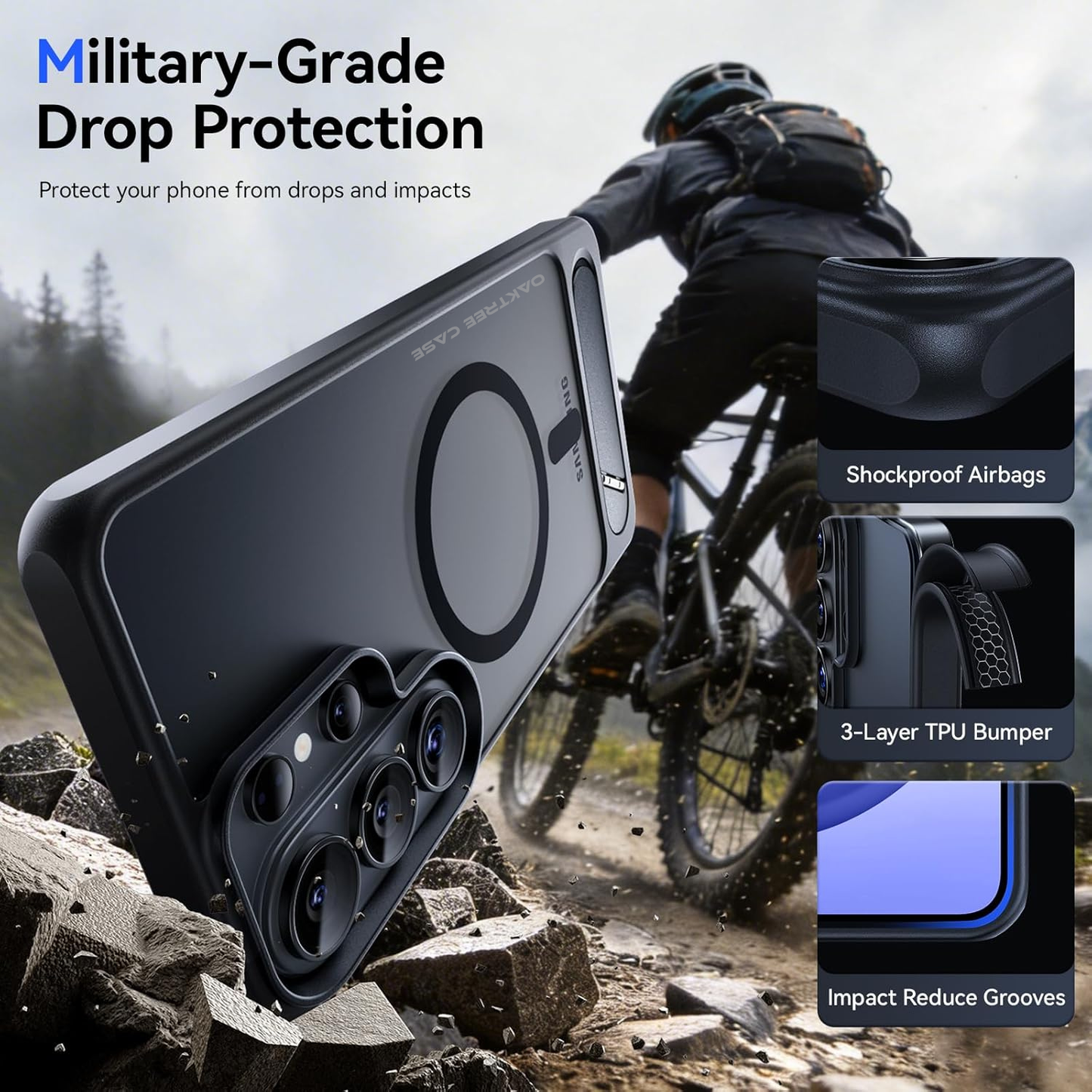 OAKTREE Magnetic Case for Samsung S26 Ultra – MagSafe, Kickstand, Drop-Proof & Sleek Black Matte Finish