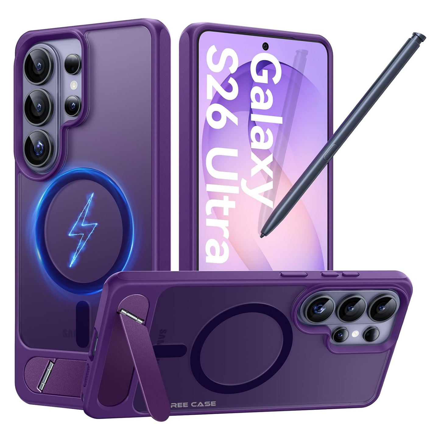 OAKTREE Magnetic Case for Samsung S26 Ultra – MagSafe, Kickstand, Drop-Proof & Sleek Purple Matte Finish