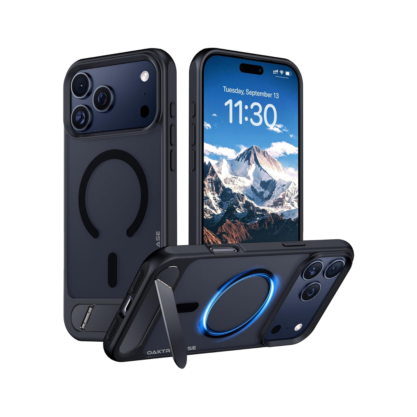 OAKTREE Magnetic Fast Charging Case for iPhone 17 Pro – Kickstand, Drop-Proof & Sleek Black Matte Finish