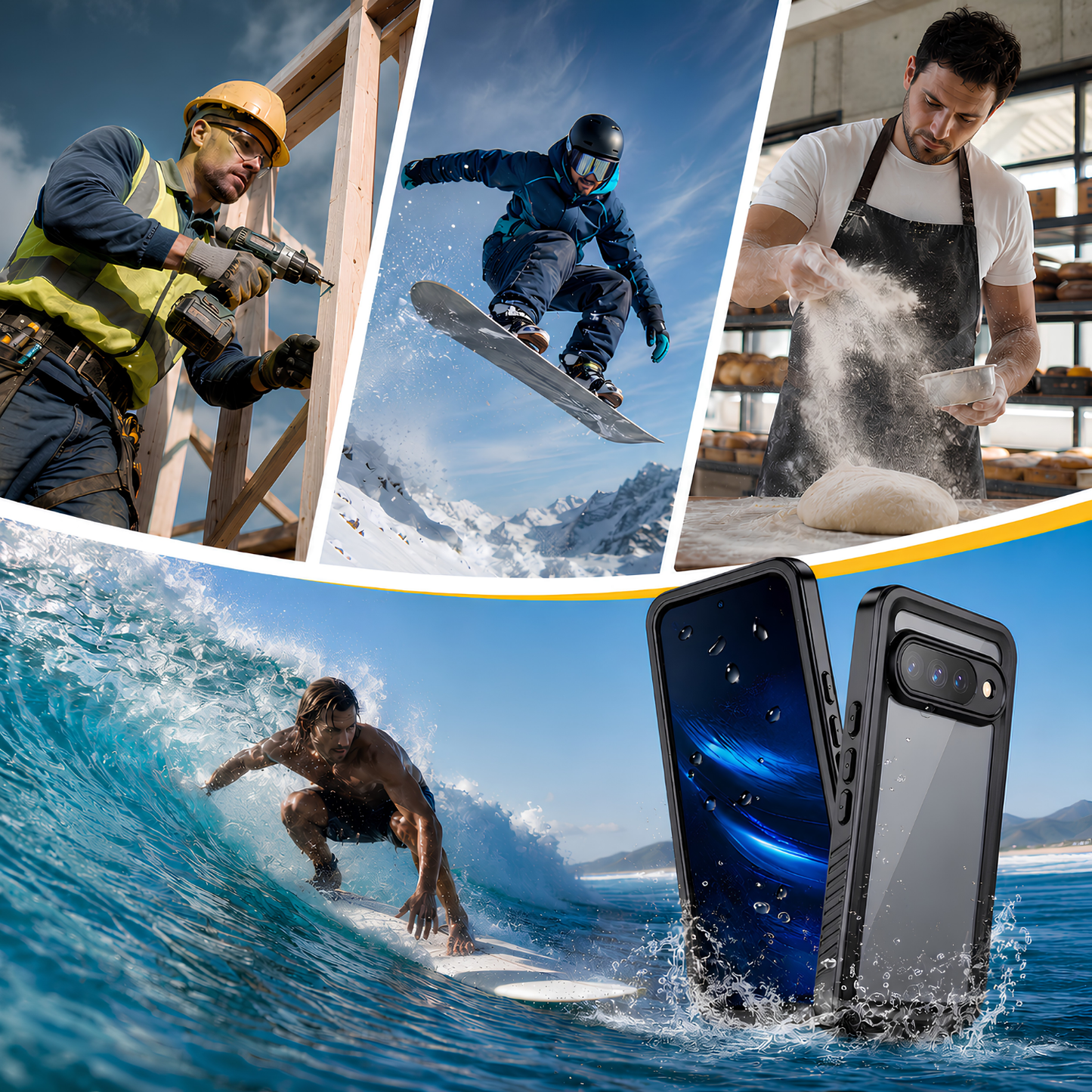 OAKTREE Google Pixel 11 Pro Drop-Proof Waterproof Full-Body Case with Built-in Screen - Black