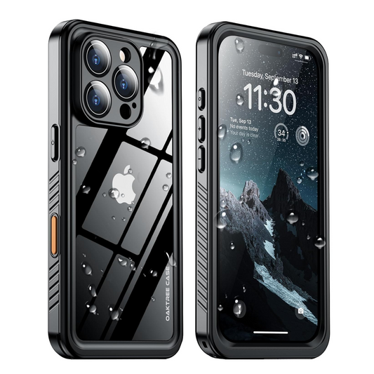 OAKTREE iPhone 16 Pro 6.3" Shockproof Waterproof Full-Body Rugged Case - Black / Clear