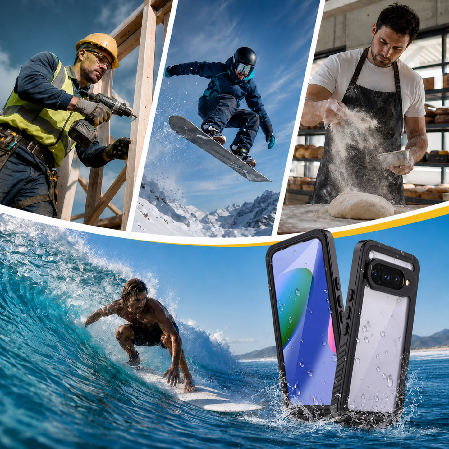 OAKTREE Google Pixel 11 XL Pro Drop-Proof Waterproof Full-Body Case with Built-in Screen - Black