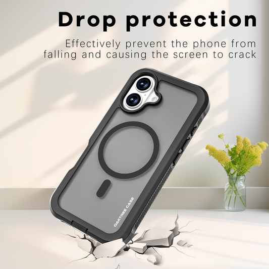 OAKTREE iPhone 17 MagSafe Kickstand Ring Case Shockproof Drop-Proof Rugged Case - Clear /Black