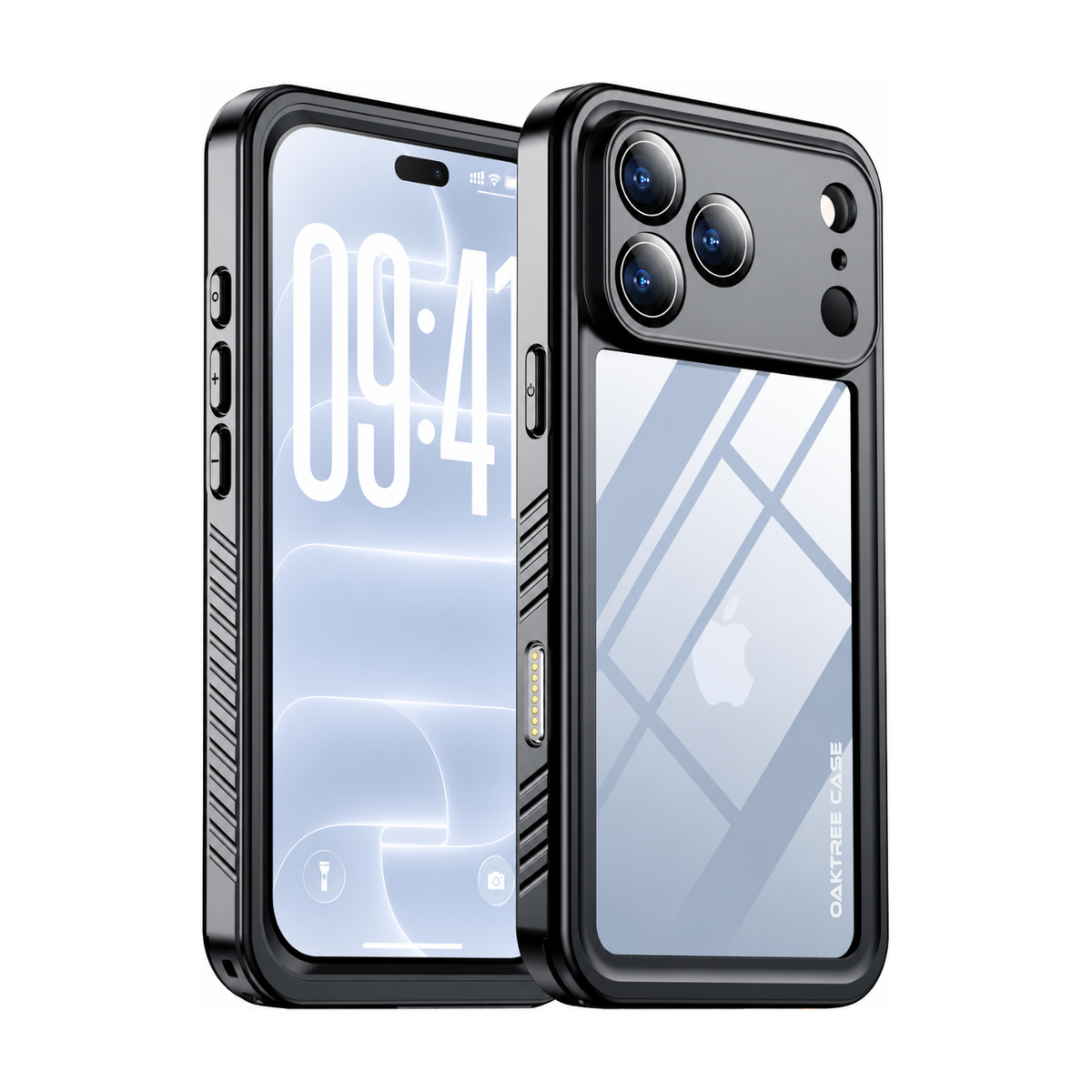 OAKTREE iPhone 18 Pro Max Waterproof Case - Full-Body 360° Shockproof with HD Screen Protector - Black / Clear