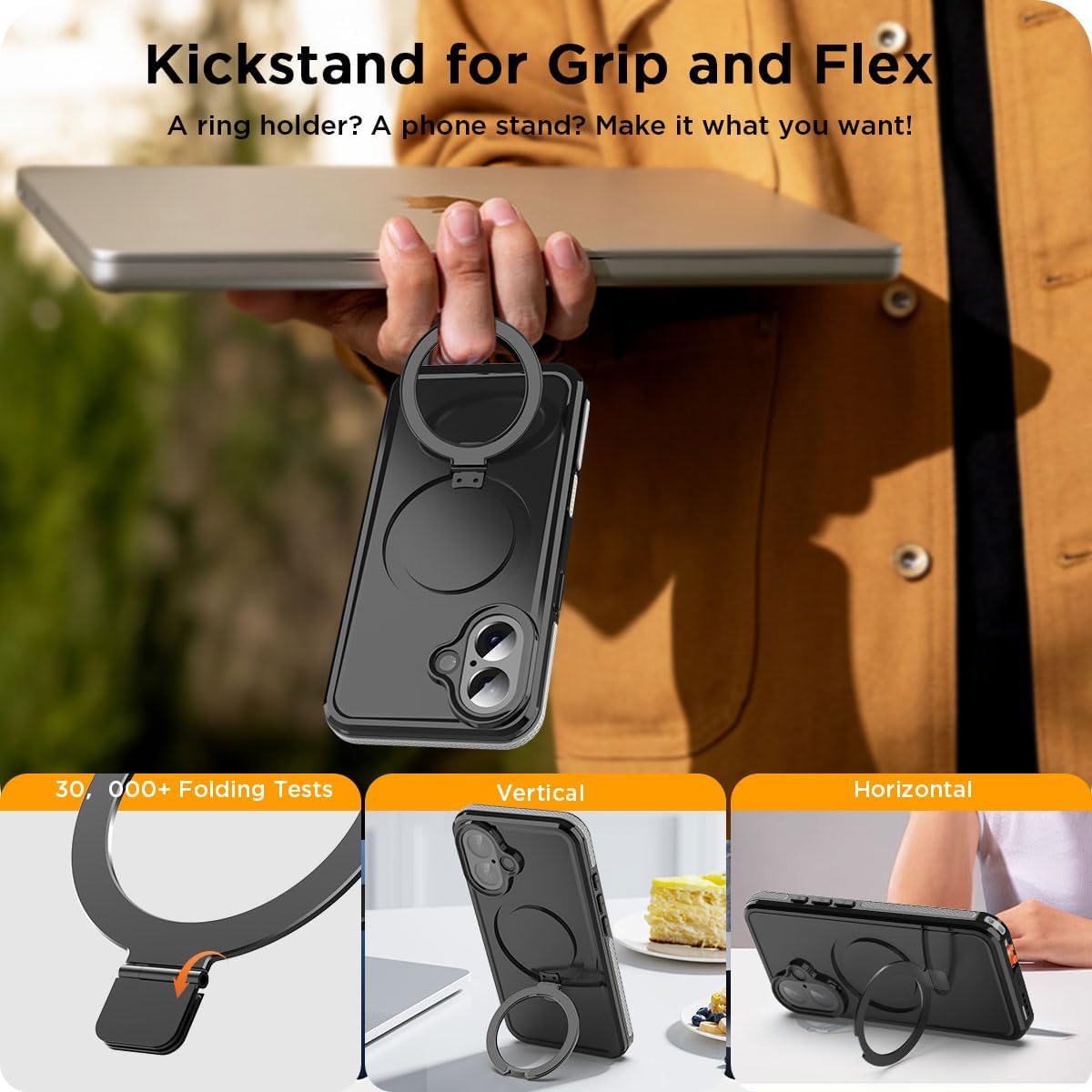 OAKTREE Waterproof MagSafe Case for iPhone 17 (6.3”) — 360° Full Protection with Kickstand Ring