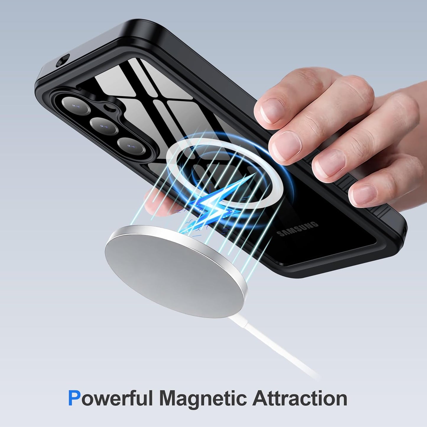 OAKTREE Samsung Galaxy S26 6.3" Waterproof Full-Body Magsafe Fast Charging Case - Black/Clear