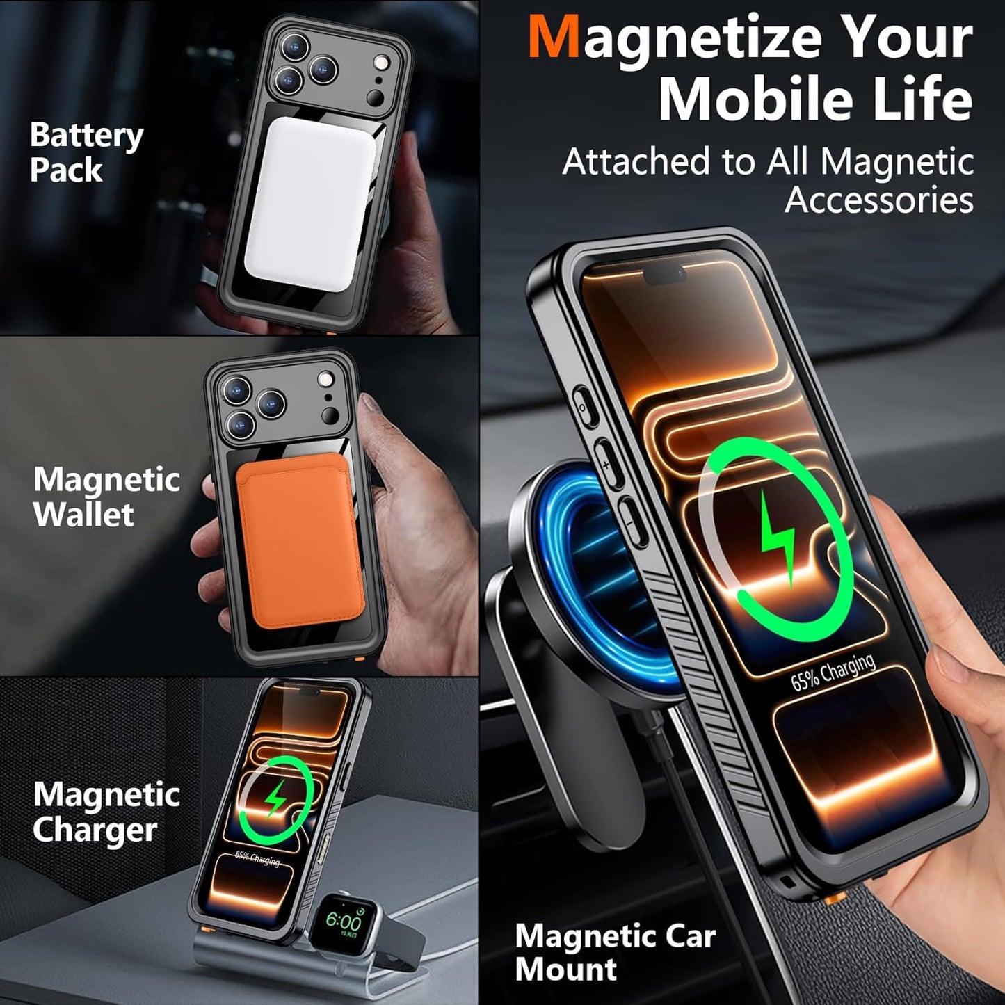 OAKTREE iPhone 17 Pro Max Waterproof Case – Full-Body 360° Shockproof MagSafe Cover with HD Screen Protector