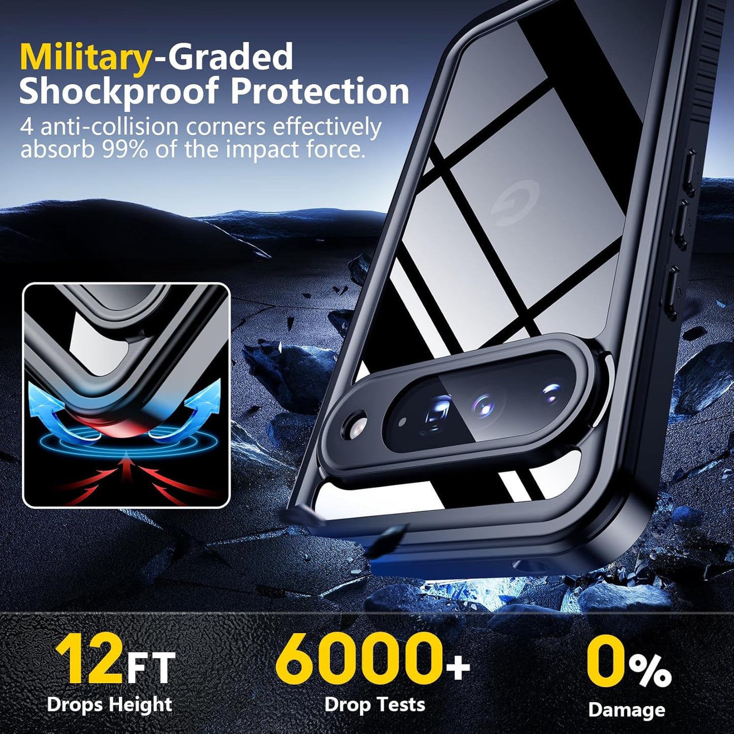 OAKTREE Google Pixel 10 Drop-Proof Waterproof Full-Body Case with Built-in Screen - Black