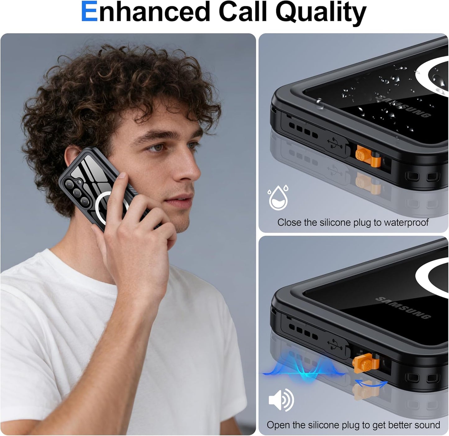 OAKTREE Samsung Galaxy S26 6.3" Waterproof Full-Body Magsafe Fast Charging Case - Black/Clear