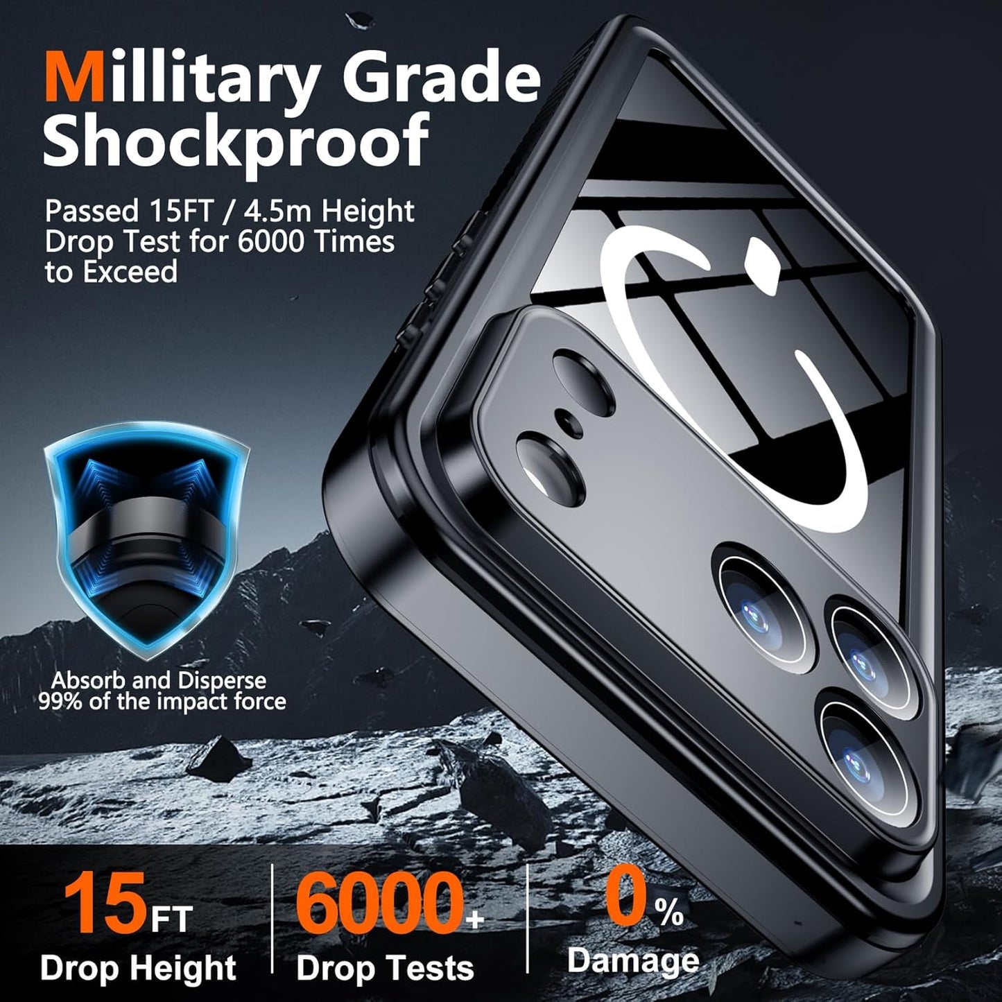 OAKTREE iPhone 17 Pro Max Waterproof Case – Full-Body 360° Shockproof MagSafe Cover with HD Screen Protector