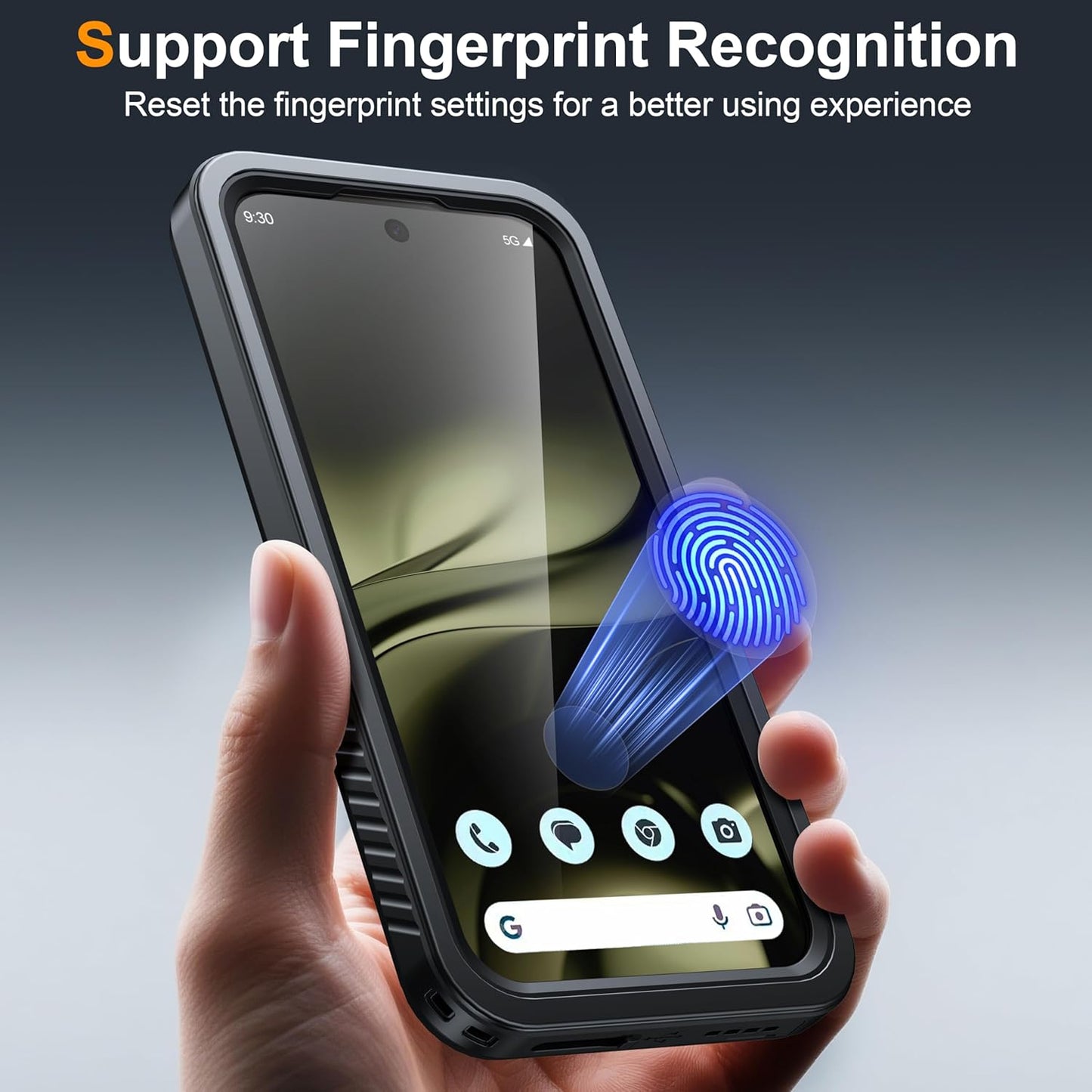 OAKTREE Google Pixel 10 Pro 6.3" Waterproof Drop-Proof Full-Body Case with Built-in Screen- Black