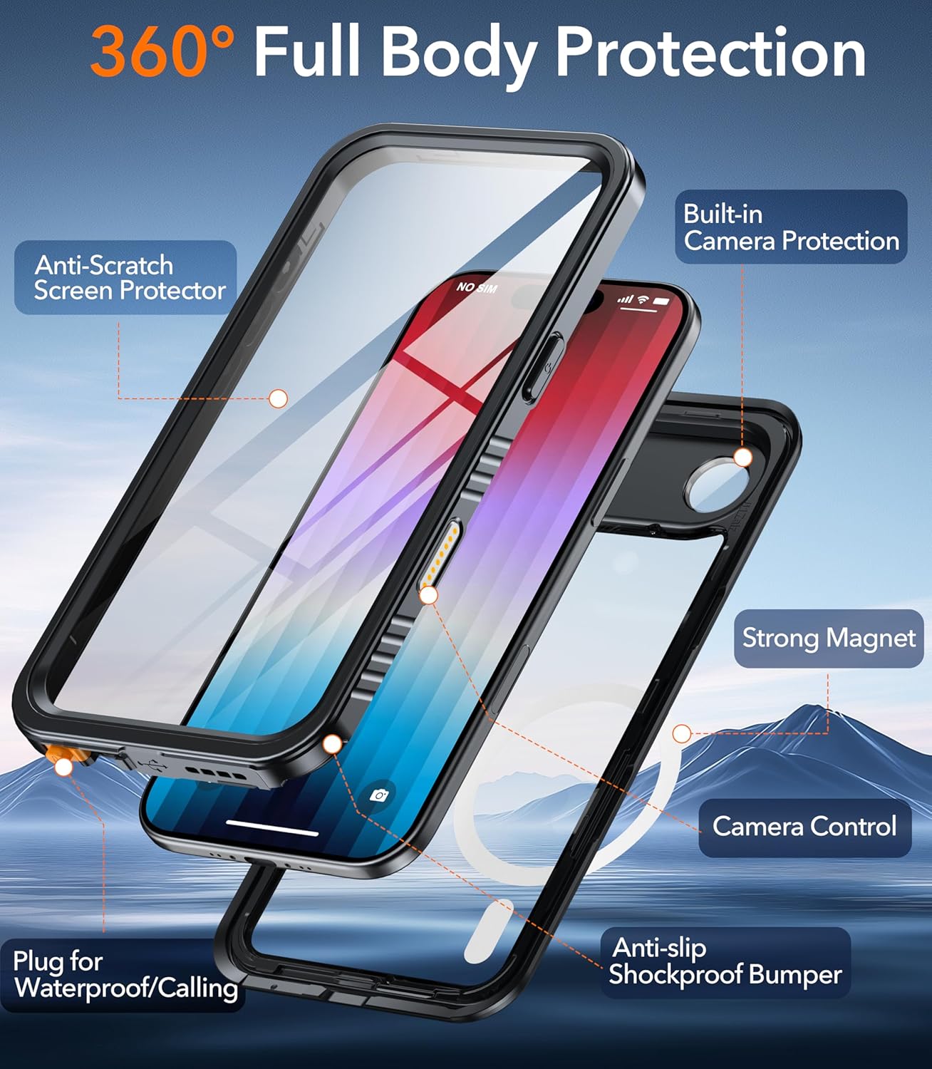 OAKTREE iPhone 17 AIR Waterproof Case – Full-Body 360° Shockproof MagSafe Cover with HD Screen Protector