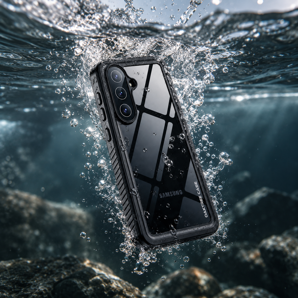 OAKTREE Samsung Galaxy S26 FE Shockproof Waterproof Full-Body Rugged Case - Black/Clear